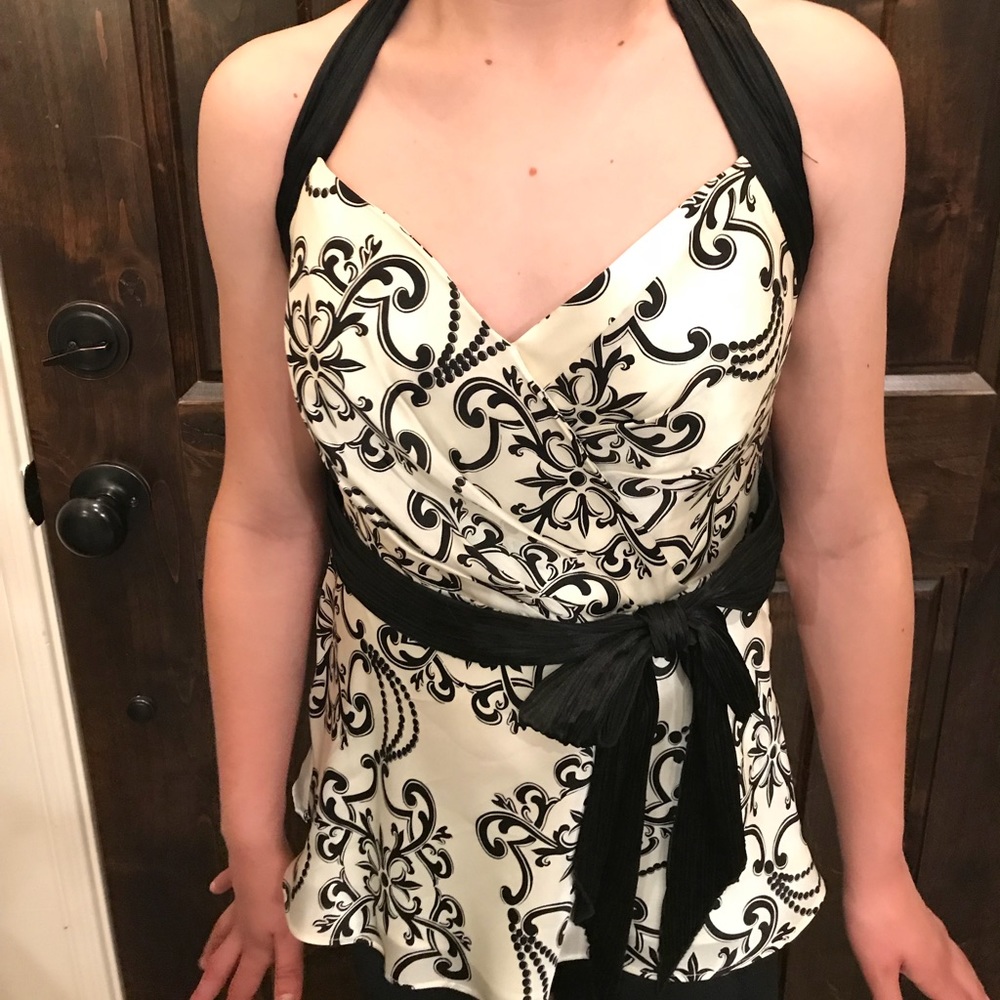 WHBM Black and White top- NWT